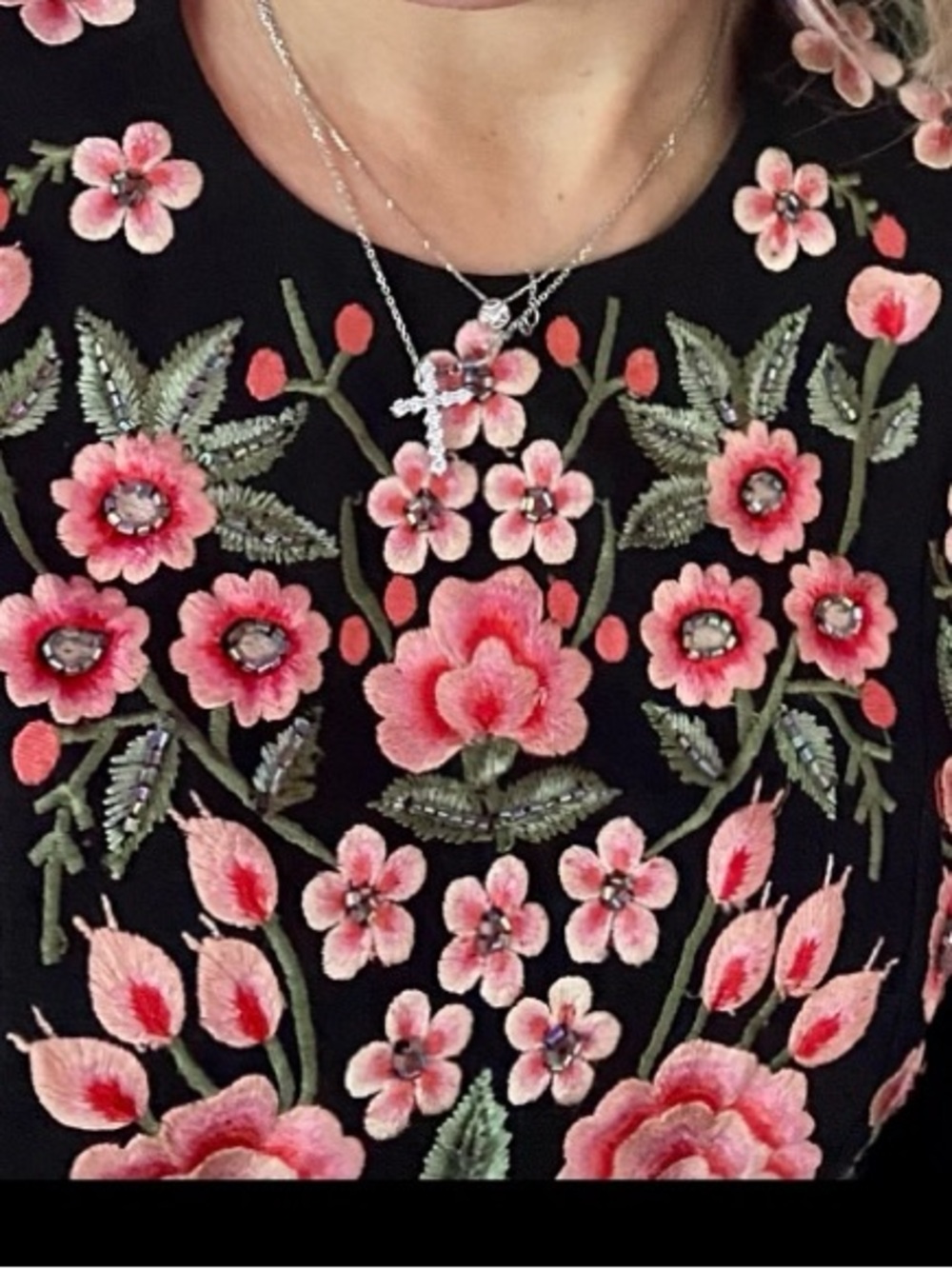 Needle & Thread Black Dress with Pink Floral Embroidery - Picture 7 of 8